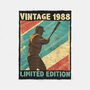 Retro Vintage 1988 Baseball Lover Limited Edition Fleece Blanket