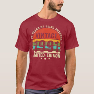 Retro Vintage 1991 30 Year Old 30th Birthday for T-Shirt