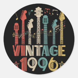 Retro Vintage 1996 Guitar Lover 1996 Birthday Classic Round Sticker