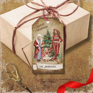 Retro Vintage 3 Generations and a Christmas Tree Gift Tags