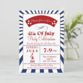 Retro Vintage 4th of july party invitations (Standing Front)