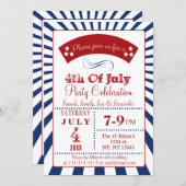 Retro Vintage 4th of july party invitations (Front/Back)
