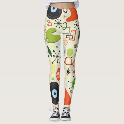 Retro Vintage 50s 1950s Style Pattern Leggings