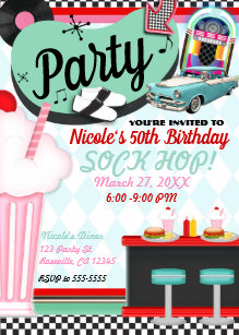 retro 50s invitations zazzle