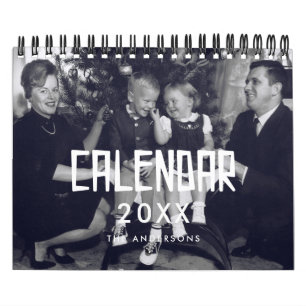 Retro vintage 50s typography family photo 2027 calendar
