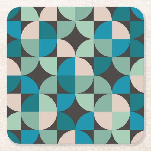 Retro Vintage 60s Pattern Square Paper Coaster