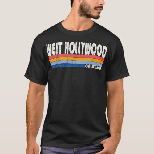 Retro Vintage 70s 80s Style West Hollywood CA Pre T_Shirt