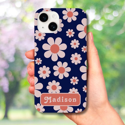 Retro Vintage 70s Daisy Pattern Groovy add Name Case_Mate iPhone 14 Case