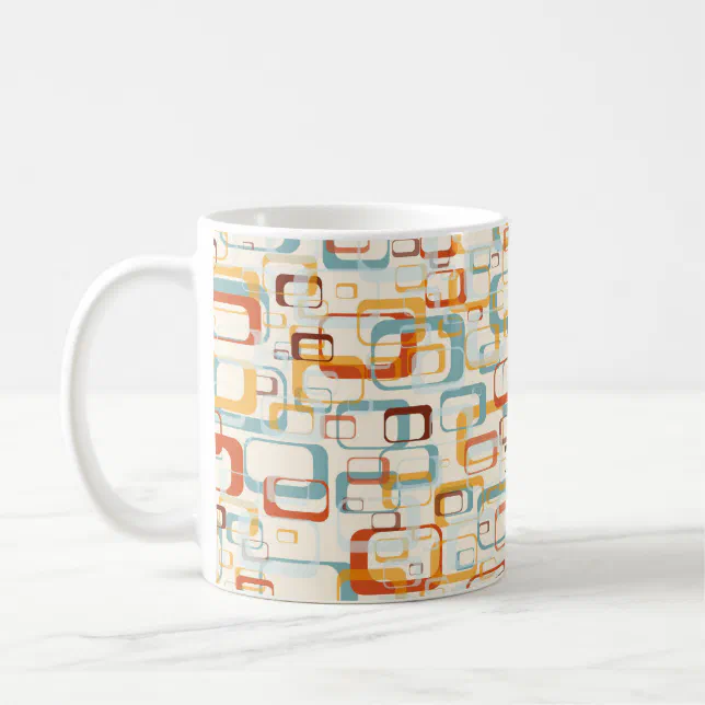 Retro Vintage 70s Pattern In Shades Of Orange Blue Coffee Mug | Zazzle