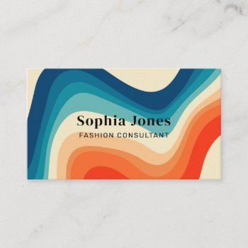 Retro Vintage 70s Rainbow Business Card by CrispinStore at Zazzle
