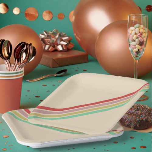 Retro Vintage 70s Stripe Paper Plates