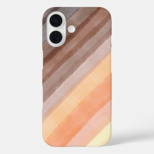 Retro vintage 70s stripes watercolor orange brown iPhone 16 case
