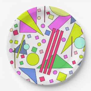Retro Vintage 80s and 90s Style Paper Plates