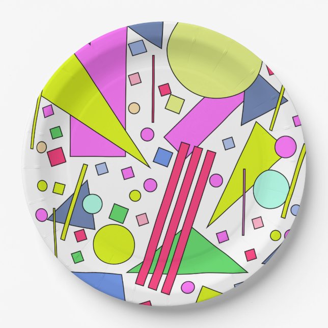 Retro Vintage 80s and 90s Style Paper Plates (Front)