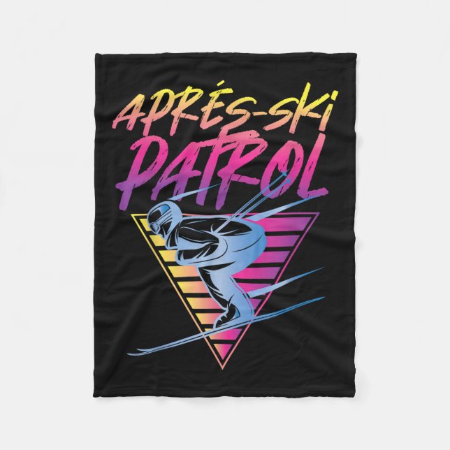 Retro Vintage 80s Apres Ski Patrol  Fleece Blanket (Front)