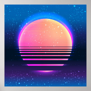 Retro vintage 80s or 90s geometric style abstract poster