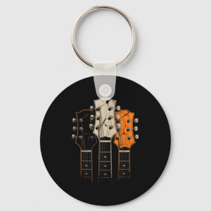Retro Vintage 80s Silhouette Rock Music Guitar Pla Keychain