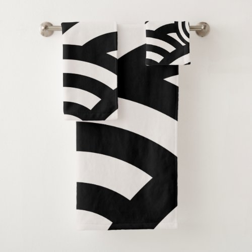 Retro Vintage Abstract Arches Lines Black White Bath Towel Set