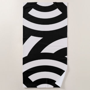 Retro Vintage Abstract Arches Lines Black White Beach Towel