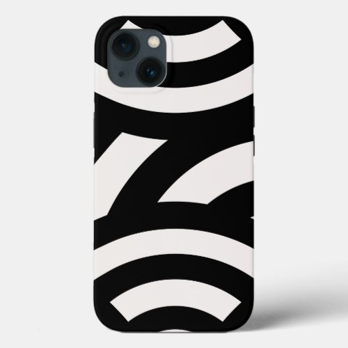 Retro Vintage Abstract Arches Lines Black White iPhone 13 Case