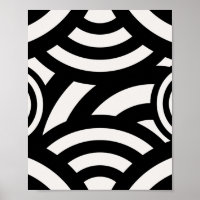 Retro Vintage Abstract Arches Lines Black White