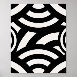 Retro Vintage Abstract Arches Lines Black White Poster