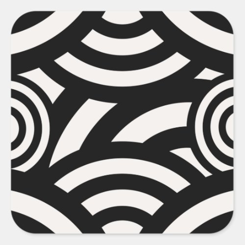 Retro Vintage Abstract Arches Lines Black White Square Sticker