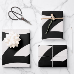 Retro Vintage Abstract Arches Lines Black White Wrapping Paper Sheets