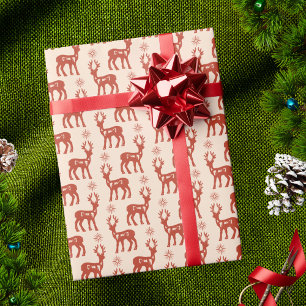 Retro Vintage Abstract Christmas Deer Pattern Wrapping Paper