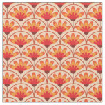 Retro Vintage Abstract Flowers on Scallop Shapes  Fabric