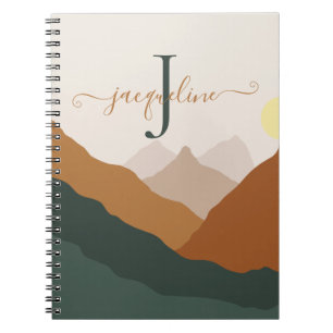 Retro Vintage Abstract Watercolor Mountains  Notebook