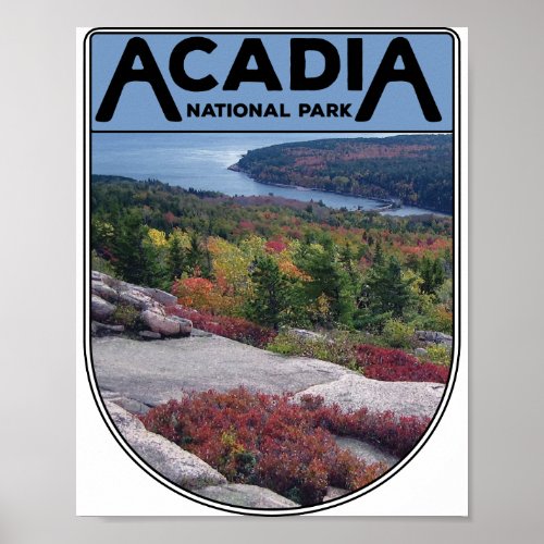 Retro Vintage Acadia National Park Maine Island Poster