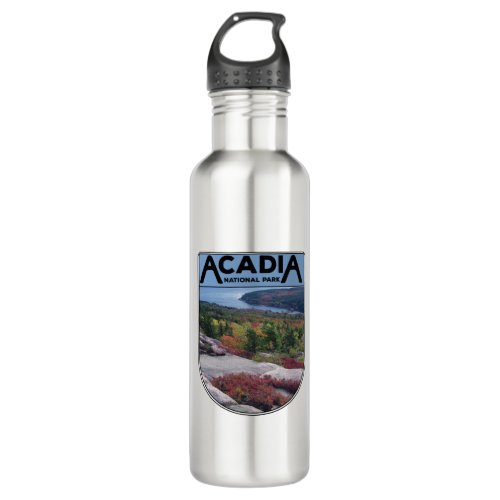 Retro Vintage Acadia National Park Maine Island Stainless Steel Water Bottle