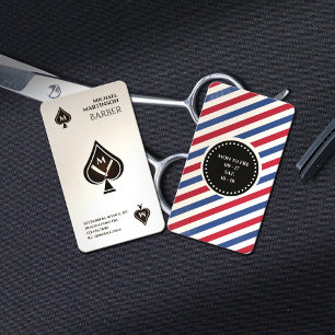 Retro vintage ace of spades barber shop business card