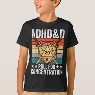 Retro Vintage Adhd&d Roll For Concentration Fu T-Shirt