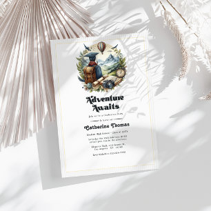 Retro Vintage Adventure Awaits Graduation Party Invitation