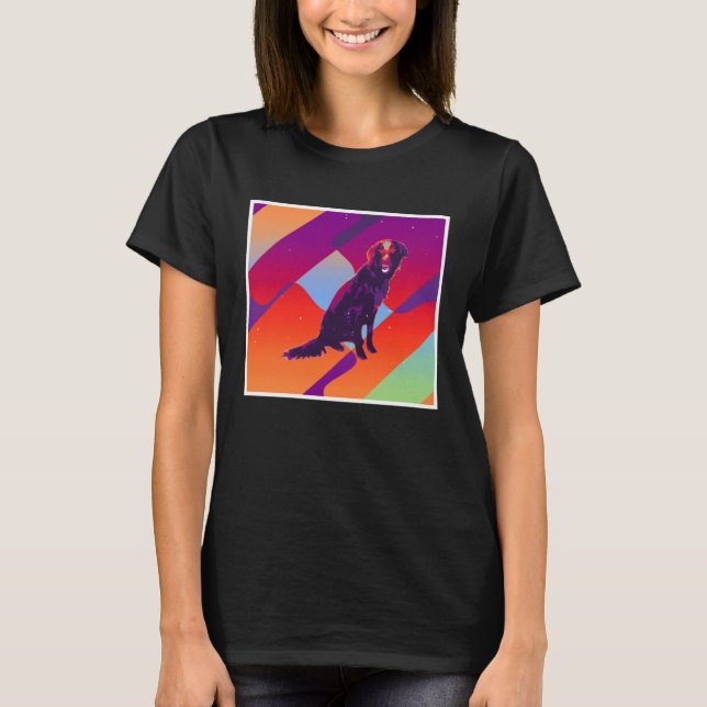 Retro Vintage Aesthetic Flat Coated Retriever T-Shirt (Front)