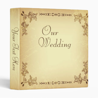 Retro Vintage Aged Paper Wedding Photo Album 3 Ring Binder
