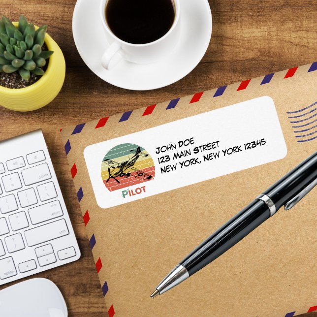 Retro Vintage Airplane & Sunset, Personalized Label (Creator Uploaded)