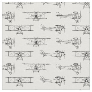 Retro Vintage Airplanes Pattern Antique Old Planes Fabric