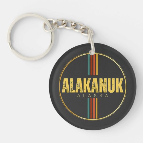 Retro vintage Alakanuk city Alaska state 70s AK Keychain