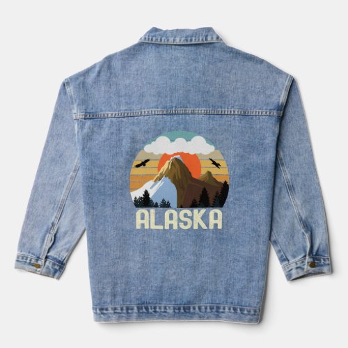 Retro Vintage Alaska State 70s Groovy  Denim Jacket