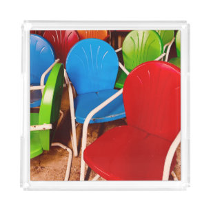 Retro Vintage Aluminum Bright Color Chairs Acrylic Tray