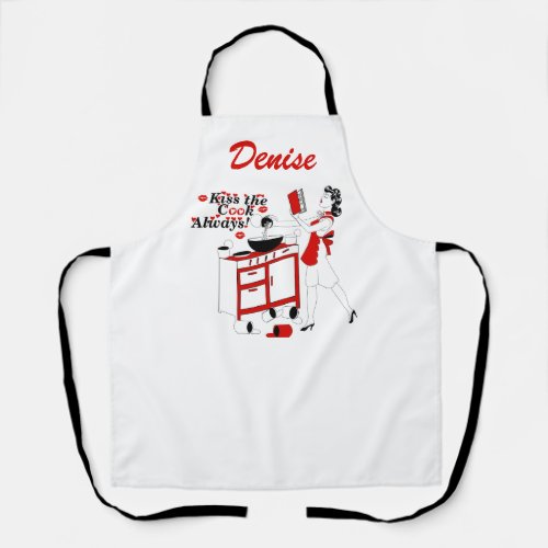 Retro Vintage Always Kiss the Cook Kitchen Apron