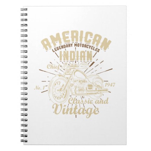 Retro Vintage American Motorcycle Indian For Old B Notebook
