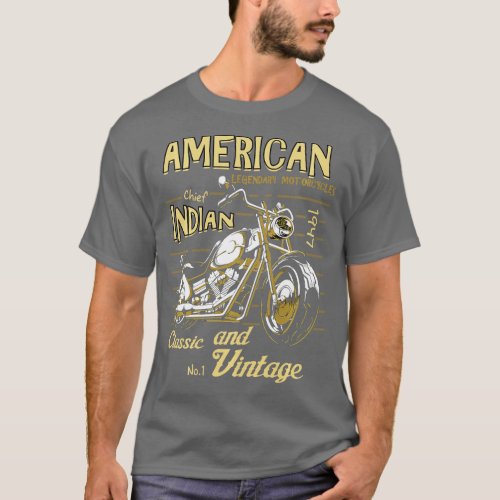 Retro Vintage American Motorcycle Indian for Old B T_Shirt