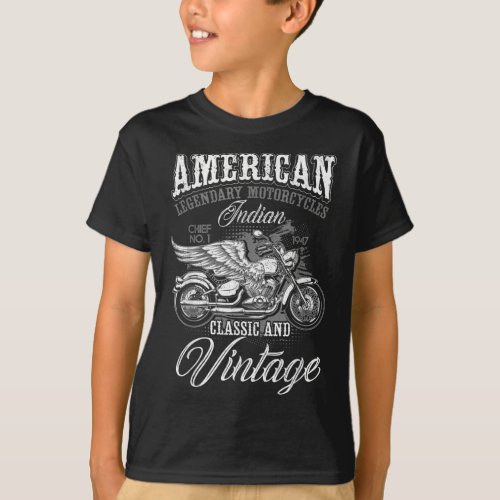 Retro Vintage American Motorcycle Indian for Old B T_Shirt