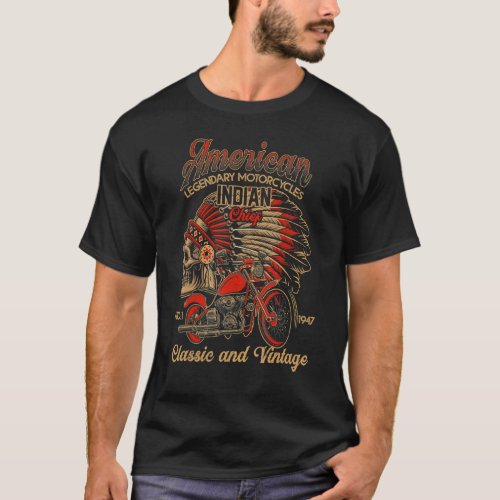 Retro Vintage American Motorcycle Indian For Old B T_Shirt