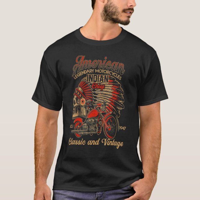 Retro Vintage American Motorcycle Indian For Old B T-Shirt (Front)