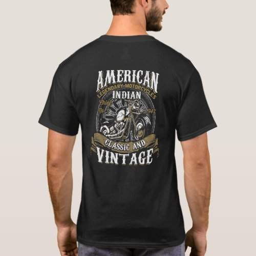 Retro Vintage American Motorcycle Indian For Old B T_Shirt